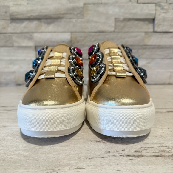 Kurt Geiger Laney Gold Octavia Jewel Studded Embellished Platform Sneakers 36.5 - Picture 3 of 13